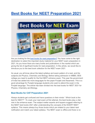 Best Books for NEET Preparation 2021