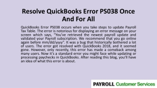 Resolve QuickBooks Error PS038 Once And For All