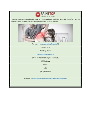 Neck Pain Clinic Phoenix Az