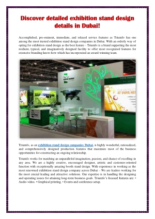 Discover detailed exhibition stand design details in Dubai!