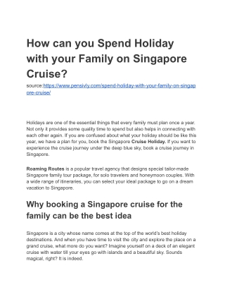 How can you Spend Holiday with your Family on Singapore Cruise?