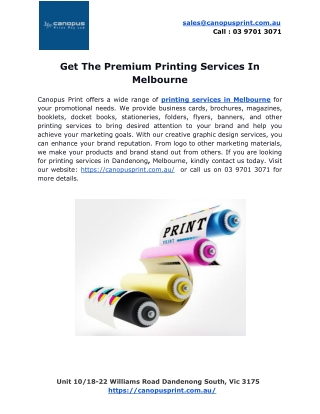 Get The Premium Printing Services In Melbourne
