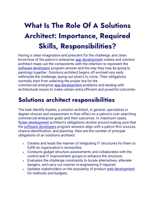 What Is The Role Of A Solutions Architect