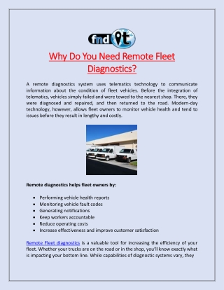 Why Do You Need Remote Fleet Diagnostics?