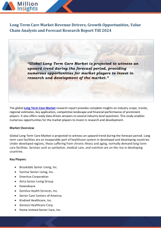 Long Term Care Market