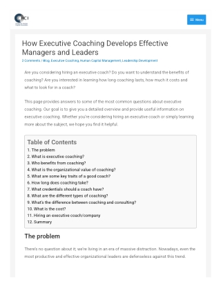 How Executive Coaching Develops Effective Managers and Leaders