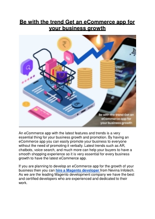 Be with the trend Get an eCommerce app for your business growth