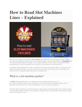 How to Read Slot Machines Lines