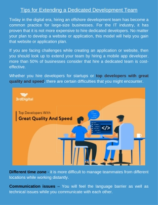 tips for  extending a dedicated development team
