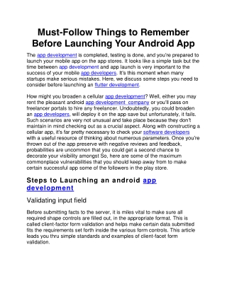 Must-Follow Things to Remember Before Launching Your Android App