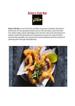 5% Off - Brian's Fish Bar Restaurant Menu Shelley, WA