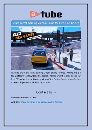 Share Latest Gaming Videos Online for Free | Atube.org