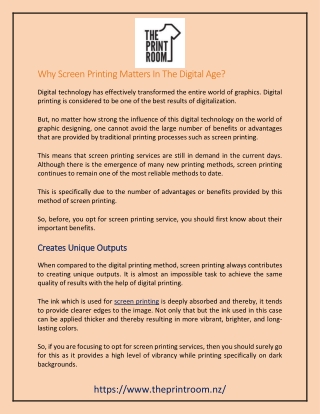 Why Screen Printing Matters in the Digital Age