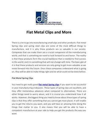 Flat Metal Clips and More