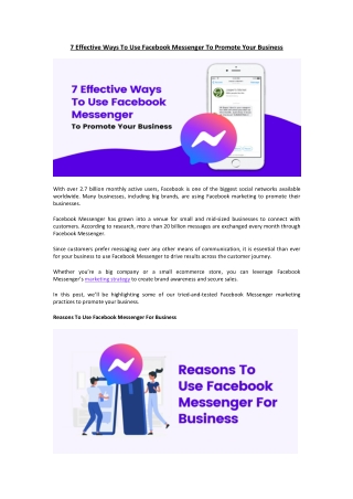 7 Effective Ways To Use Facebook Messenger To Promote Your Business