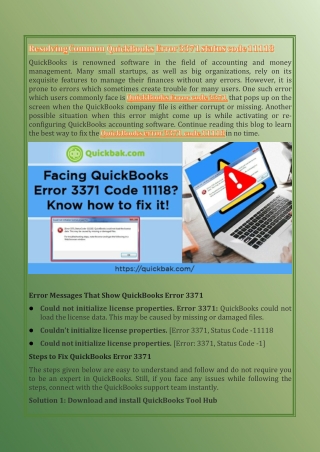Resolving Common QuickBooks Error 3371 status code 11118