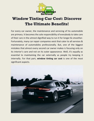 Best Car Window Tinting Service In Indiana | Energy Savings Services