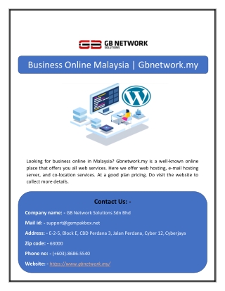 Business Online Malaysia | Gbnetwork.my