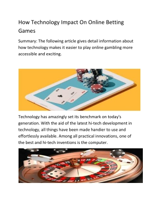 How Technology Impact On Online Betting Games