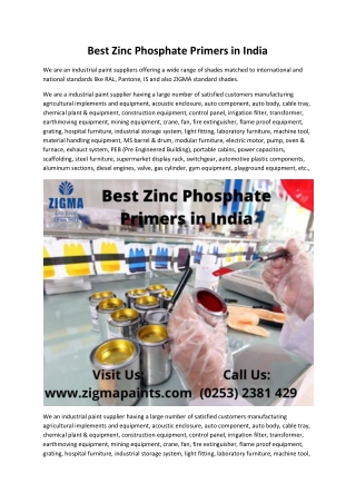 Best Zinc Phosphate Primers in India