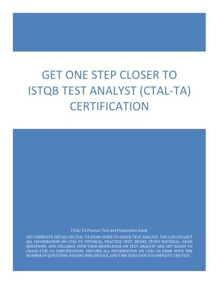 Get One Step Closer to ISTQB Test Analyst (CTAL-TA) Certification