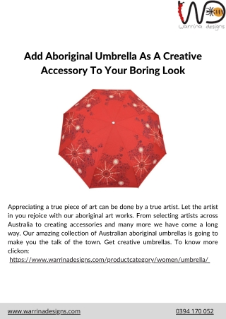 Add Aboriginal Umbrella As A Creative Accessory To Your Boring Look