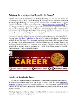 Astrological Remedies for Career