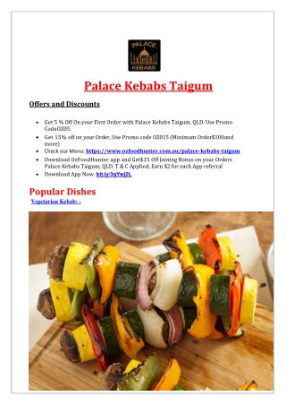 5% Off - Palace Kebabs Restaurant Menu Taigum, QLD