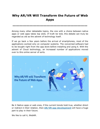 Why AR_VR Will Transform the Future of Web Apps