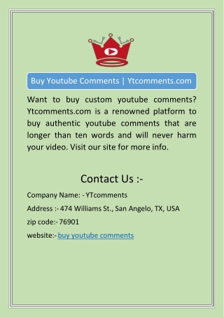 Buy Youtube Comments | Ytcomments.com