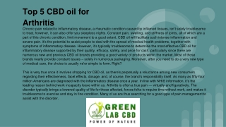 Top 5 CBD oil for Arthritis