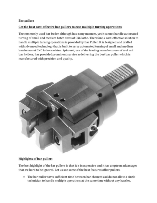 Bar Pullers - VDI Tool Holder