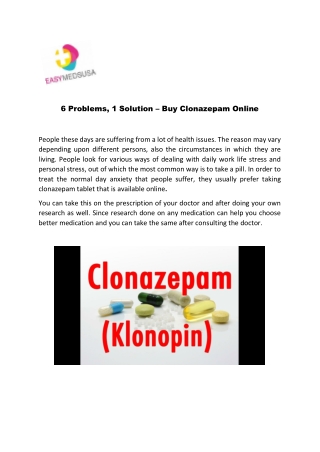 6 Problems, 1 Solution – Buy Clonazepam Online