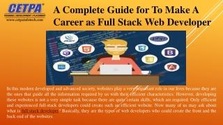 A Complete Guide for To Make A Career as Full Stack Web Developer