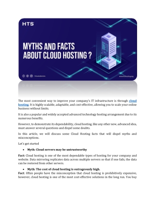 Myths and Facts of Cloud Hosting