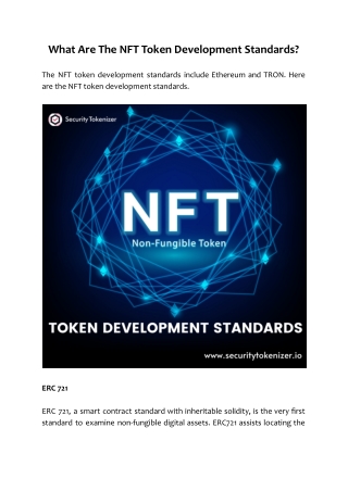 What Are The NFT Token Development Standards