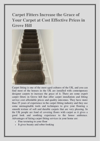 Carpet Fitters Increase the Grace of Your Carpet at Cost Effective Prices in Grove Hill