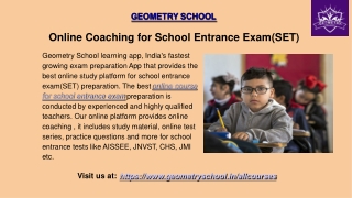 Online Coaching for School Entrance Exam(SET)