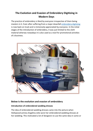 The Evolution and Evasion of Embroidery Digitizing in Modern Days