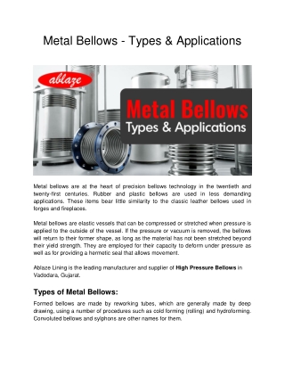 Metal Bellows - Types & Applications