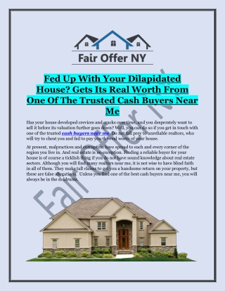 Cash Buyers Near Me | Fair Offer NY