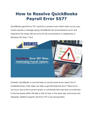 What is QuickBooks Payroll Error 557 and How to fix it?