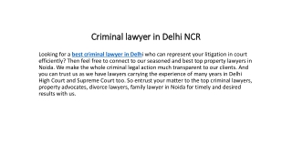 Criminal lawyer in Delhi NCR