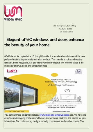 Looking for uPVC doors and windows and its types