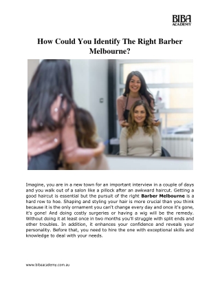 How Could You Identify The Right Barber Melbourne