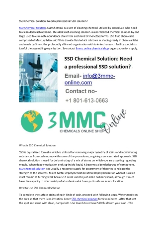 SSD Chemical Solution Need a professional SSD solution?
