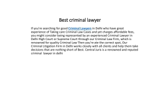 Best criminal lawyer