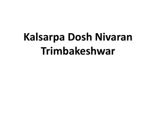 Kalsarpa Dosh Nivaran Trimbakeshwar
