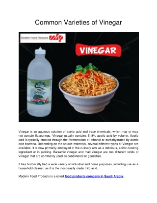 Common Varieties of Vinegar