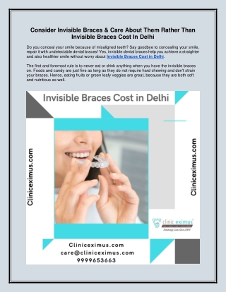 Consider Invisible Braces & Care About Them Rather Than Invisible Braces Cost In Delhi